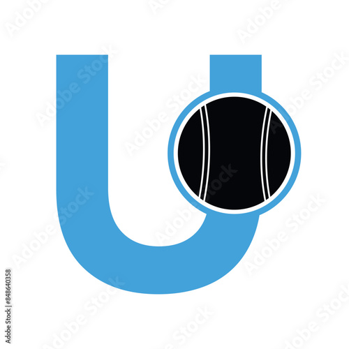 cricket ball Logo combine with letter U vector template