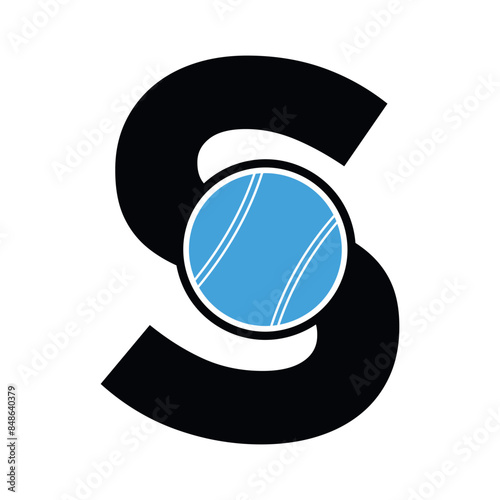 cricket ball Logo combine with letter S vector template