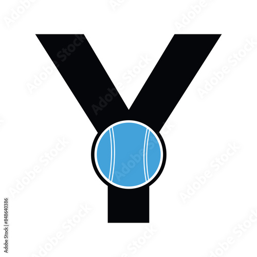 cricket ball Logo combine with letter Y vector template