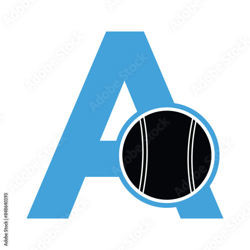 cricket ball Logo combine with letter A vector template