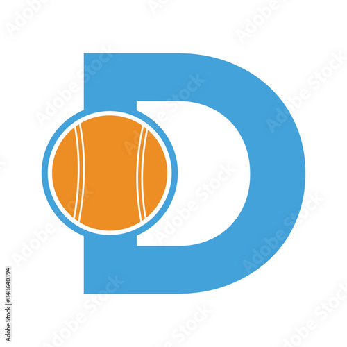 cricket ball Logo combine with letter D vector template