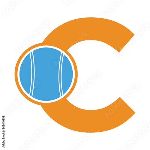 cricket ball Logo combine with letter C vector template