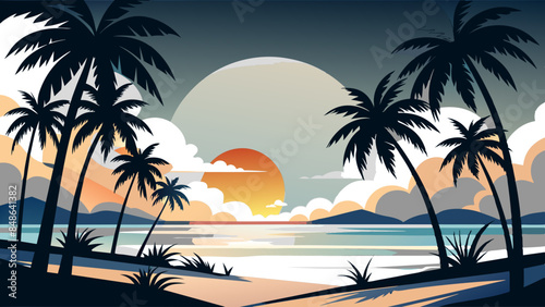 Palm trees and waves, capture the essence of a dream vacation. palm trees and waves, hinting at serene beach holidays.