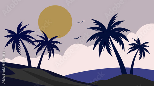 Palm trees and waves, capture the essence of a dream vacation. palm trees and waves, hinting at serene beach holidays.