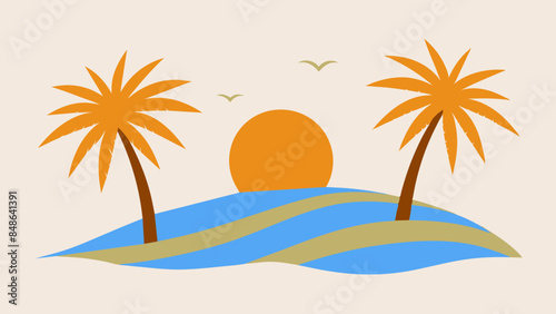 Palm trees and waves, capture the essence of a dream vacation. palm trees and waves, hinting at serene beach holidays.
