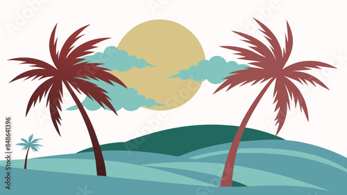 Palm trees and waves, capture the essence of a dream vacation. palm trees and waves, hinting at serene beach holidays.