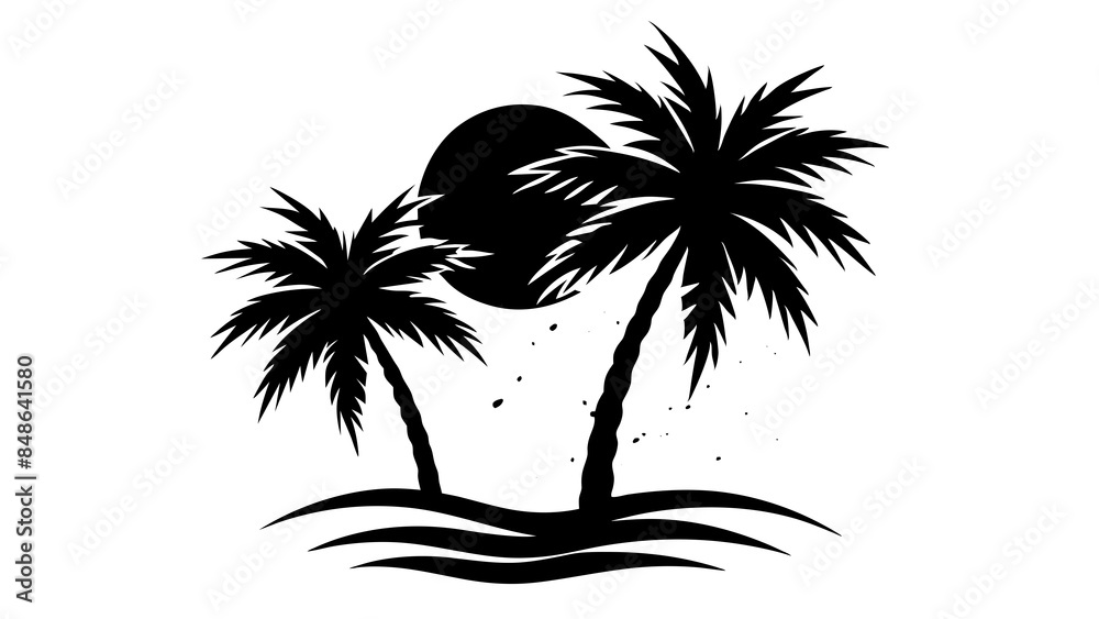 Palm trees and waves, capture the essence of a dream vacation. palm trees and waves, hinting at serene beach holidays.