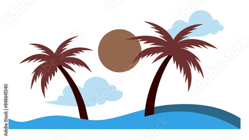 Palm trees and waves, capture the essence of a dream vacation. palm trees and waves, hinting at serene beach holidays.