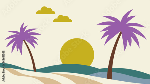 Palm trees and waves, capture the essence of a dream vacation. palm trees and waves, hinting at serene beach holidays.