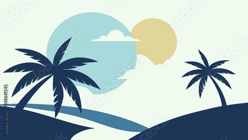 Palm trees and waves, capture the essence of a dream vacation. palm trees and waves, hinting at serene beach holidays.