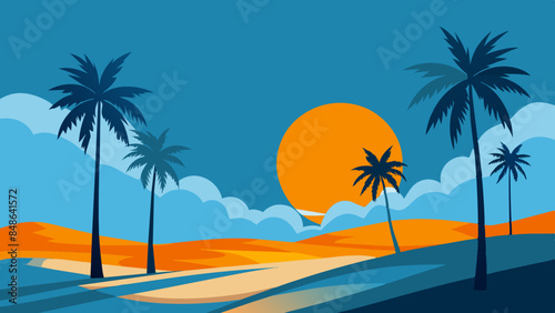 Palm trees and waves, capture the essence of a dream vacation. palm trees and waves, hinting at serene beach holidays.