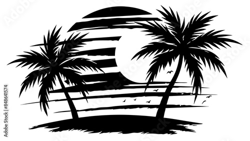 Palm trees and waves, capture the essence of a dream vacation. palm trees and waves, hinting at serene beach holidays.