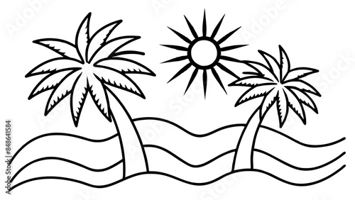 Palm trees and waves, capture the essence of a dream vacation. palm trees and waves, hinting at serene beach holidays.