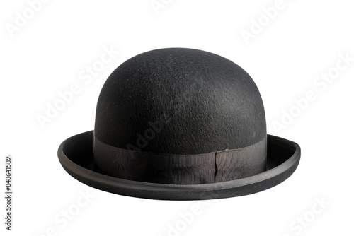 Vintage Black Bowler Hat isolated on white background