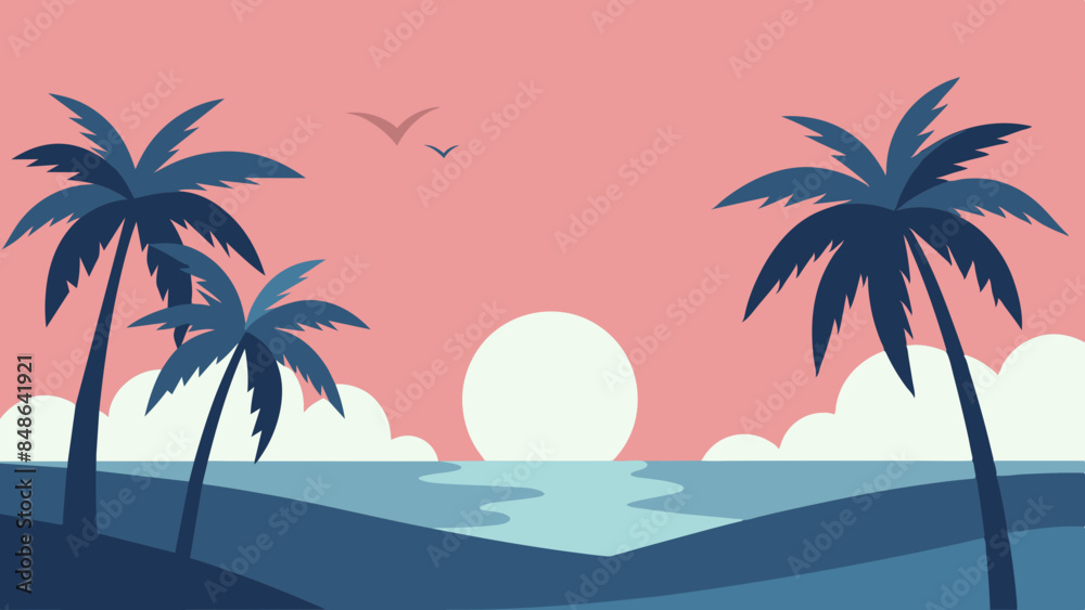 A tranquil ambiance that invokes feelings of both relaxation and excitement for adventure. palm trees and waves, perfect for vacation seekers. A tranquil ambiance that invokes feelings of both relaxation and excitement for adventure. palm trees and waves, perfect for vacation seekers.