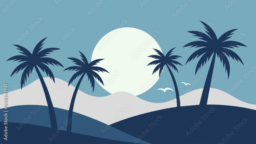 A tranquil ambiance that invokes feelings of both relaxation and excitement for adventure. palm trees and waves, perfect for vacation seekers. A tranquil ambiance that invokes feelings of both relaxation and excitement for adventure. palm trees and waves, perfect for vacation seekers.