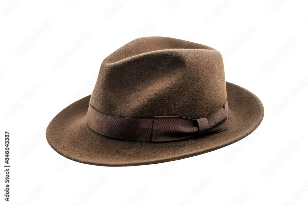 Brown Fedora Hat with Black Ribbon isolated on white background Brown Fedora Hat with Black Ribbon isolated on white background