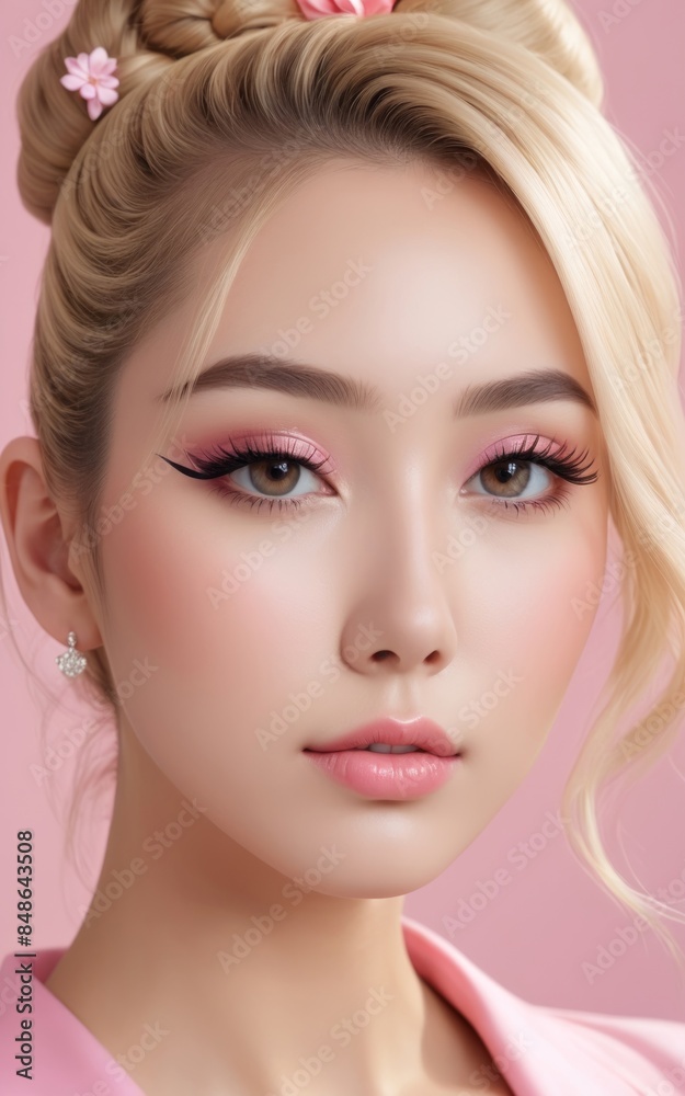Close up beautiful woman make-up cosmetic beauty concept Close up beautiful woman make-up cosmetic beauty concept