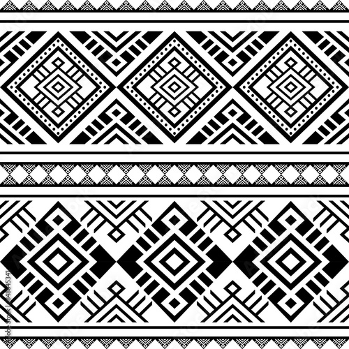 Wallpaper Mural Southwest Aztec geometric Native American Mexican Navajo tribal ethnic seamless pattern fabric black and white design vector for textile printing  Torontodigital.ca
