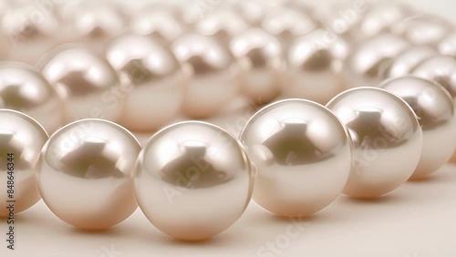 A string of perfectly matched pearls each one plump and flawless with a satiny finish.