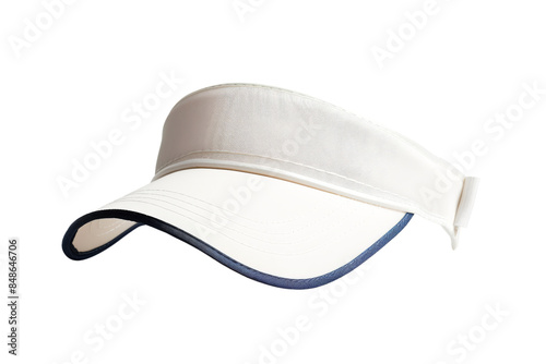 White Visor Cap with Blue Trim photo