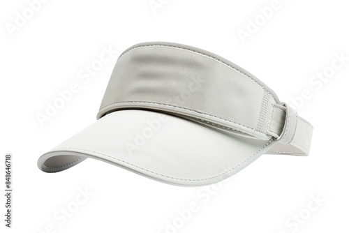 White Leather Visor Hat photo