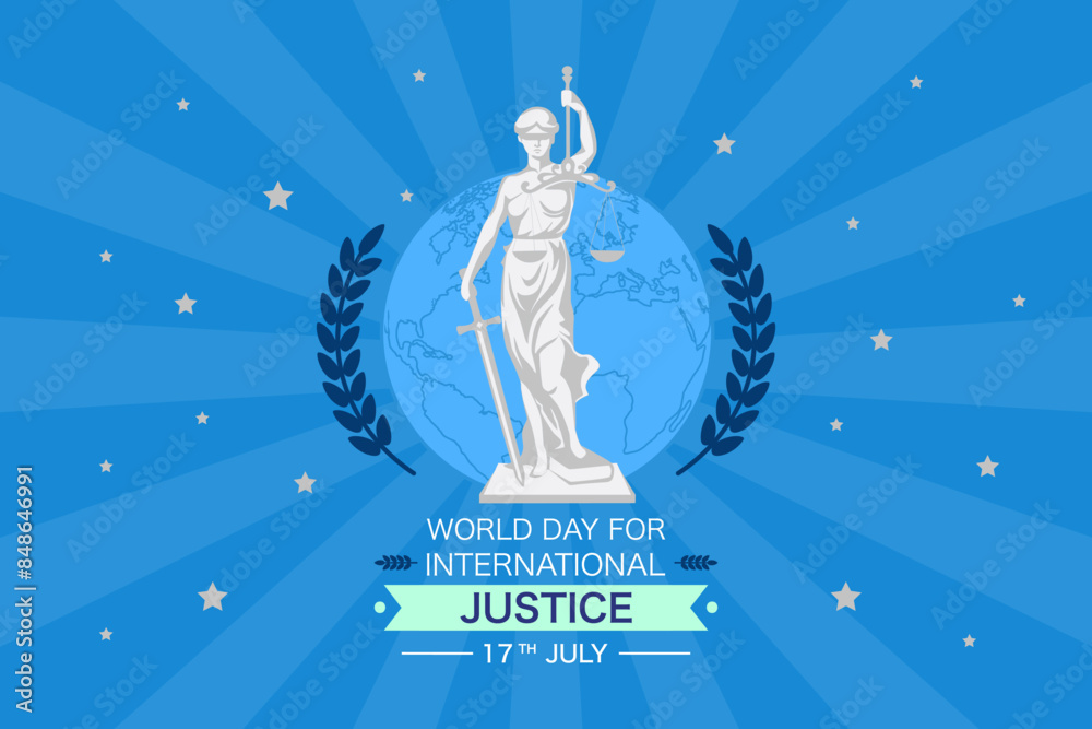 World day for international justice poster concept. World day for international justice poster concept.