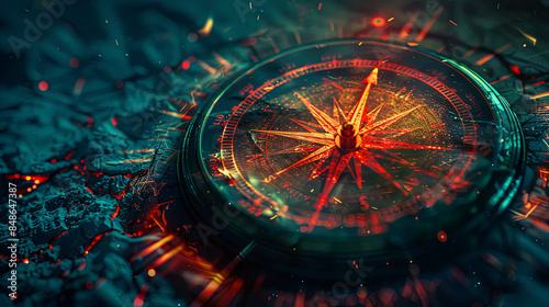 Wallpaper Mural High-Tech Compass with Glowing Digital Display Torontodigital.ca