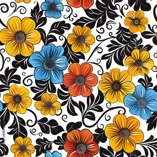 Wallpaper Mural  vintage floral  pattern of many color flowers Torontodigital.ca