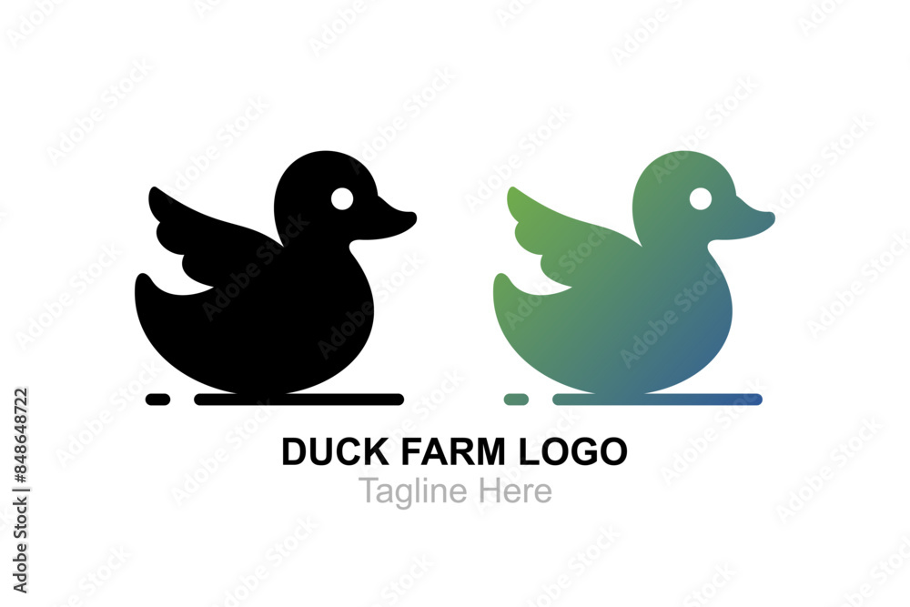 Obraz premium duck farm logo in silhouette style on a white background