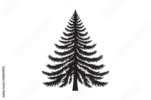 Pine Tree silhouette vector art illustration.