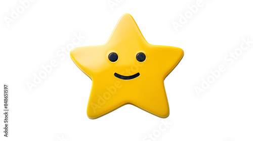 Smiling yellow star with a cute face on a black background, ideal for children's designs, cartoons, and playful projects. ,white, transparent, background 