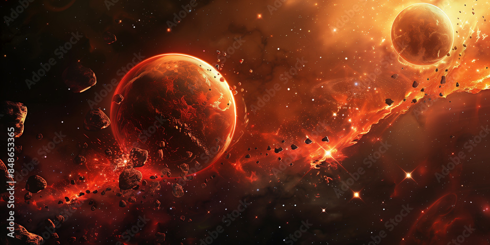 AI generated illustration of science fiction in space AI generated illustration of science fiction in space