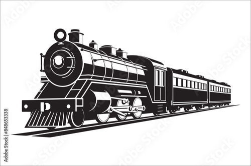 Old Steam locomotive . vintage steam  train vector illustration.