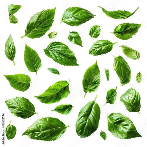 collection of leaves isolated on transparent background ,generative ai