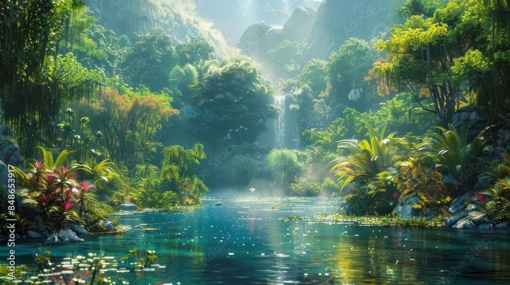 Balanced ecosystem with diverse flora and fauna Balanced ecosystem with diverse flora and fauna