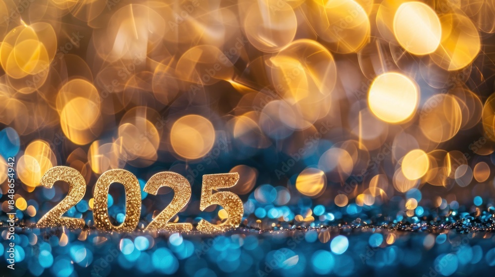 Happy New Year 2025, shiny confetti. Bokeh background Happy New Year 2025, shiny confetti. Bokeh background