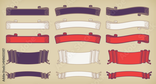 A horizontal title ribbon obi set with a Japanese retro design.