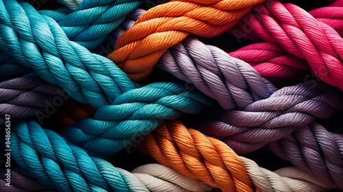 Abstract background of colorful ropes with copy space text. Perfect for projects that represent teamwork, unity, or strength.