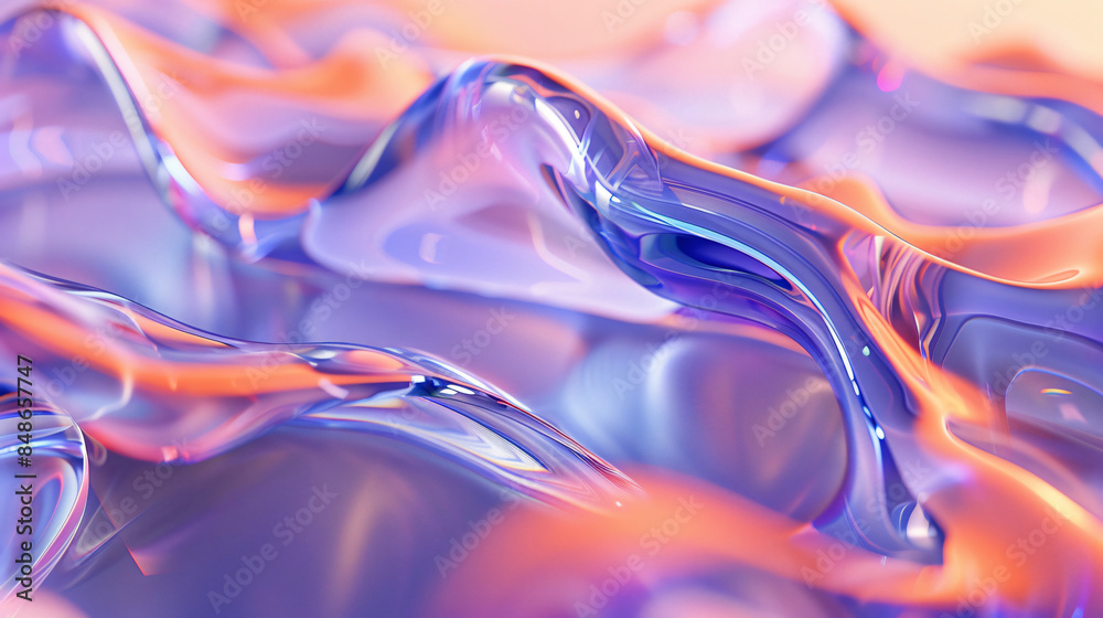 Naklejka premium Abstract background with iridescent liquid waves. Perfect for technology, science, or design-themed projects.