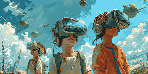 Children Exploring Outdoors with Augmented Reality photo