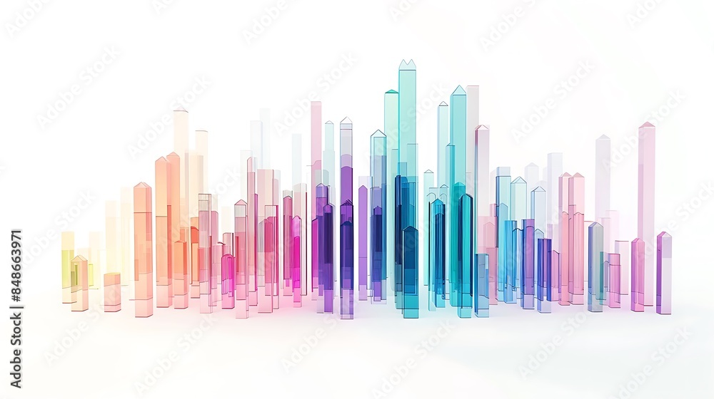 **Stock values in a contemporary bar graph, isolated white background 32k, full ultra HD, high resolution