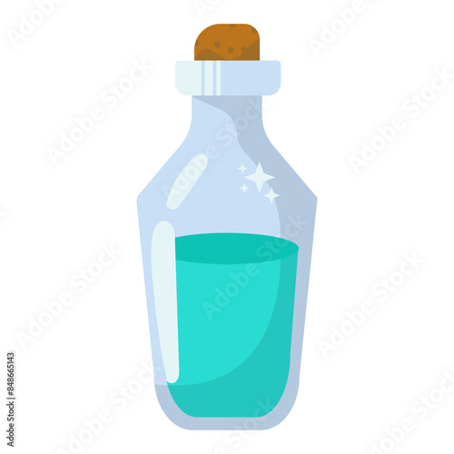 Magic Potion in Bottle Vector Illustration. with Cartoon Style.