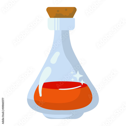 Magic Potion in Bottle Vector Illustration. with Cartoon Style.