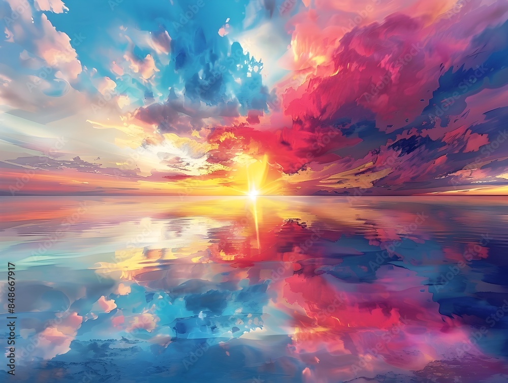 Fototapeta premium Shimmering Spectrum of Emotions Painting the Sky with Passion and Longing