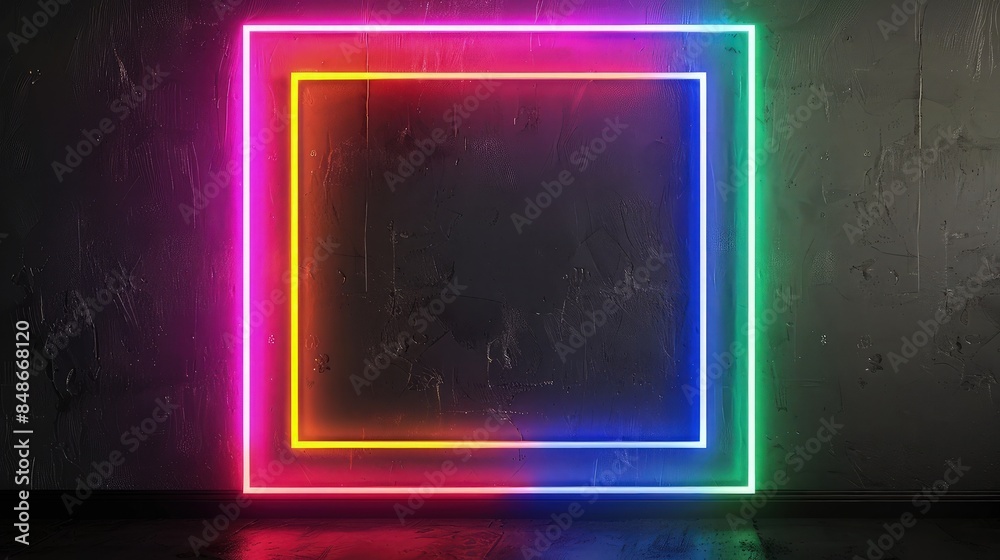 A colorful neon sign of a Graduation frame logo in rainbow hues, placed on a black matte wall to enhance the vivid colors and celebrate diversity and achievement. A colorful neon sign of a Graduation frame logo in rainbow hues, placed on a black matte wall to enhance the vivid colors and celebrate diversity and achievement.