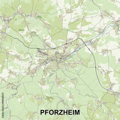 Pforzheim, Germany map poster art