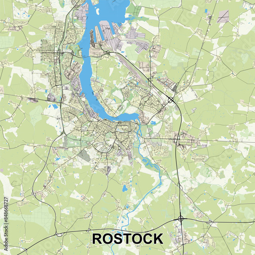 Rostock, Germany map poster art