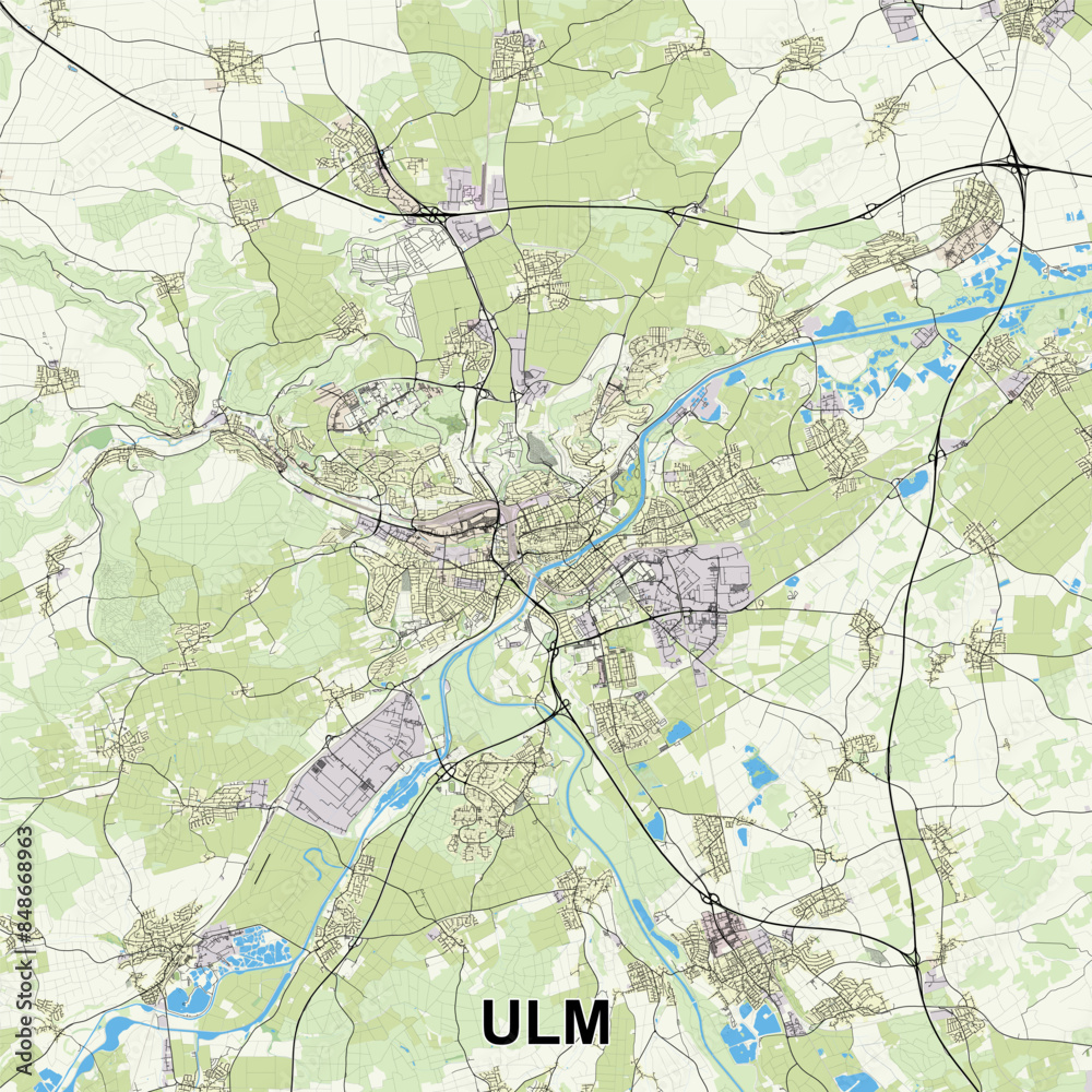 Obraz premium Ulm, Germany map poster art
