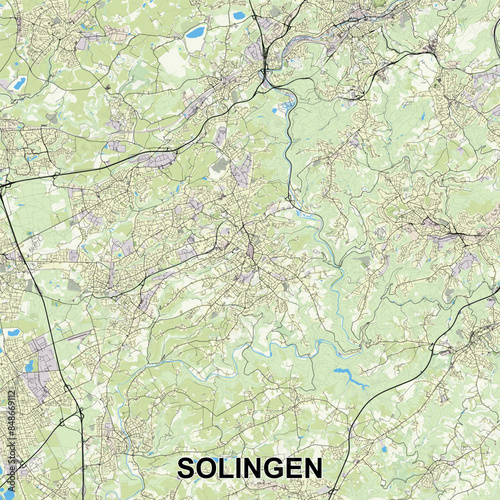 Solingen, Germany map poster art